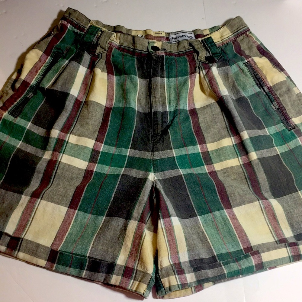 Palmetto’s Plaid Linen & Cotton Blend Shorts